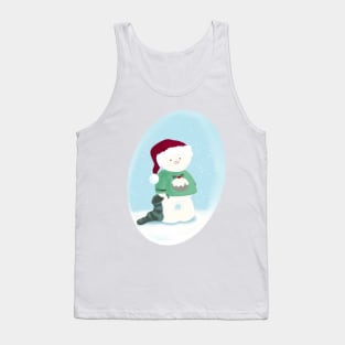 Little White Snow Bear in Christmas Jumper and Santa Hat Tank Top